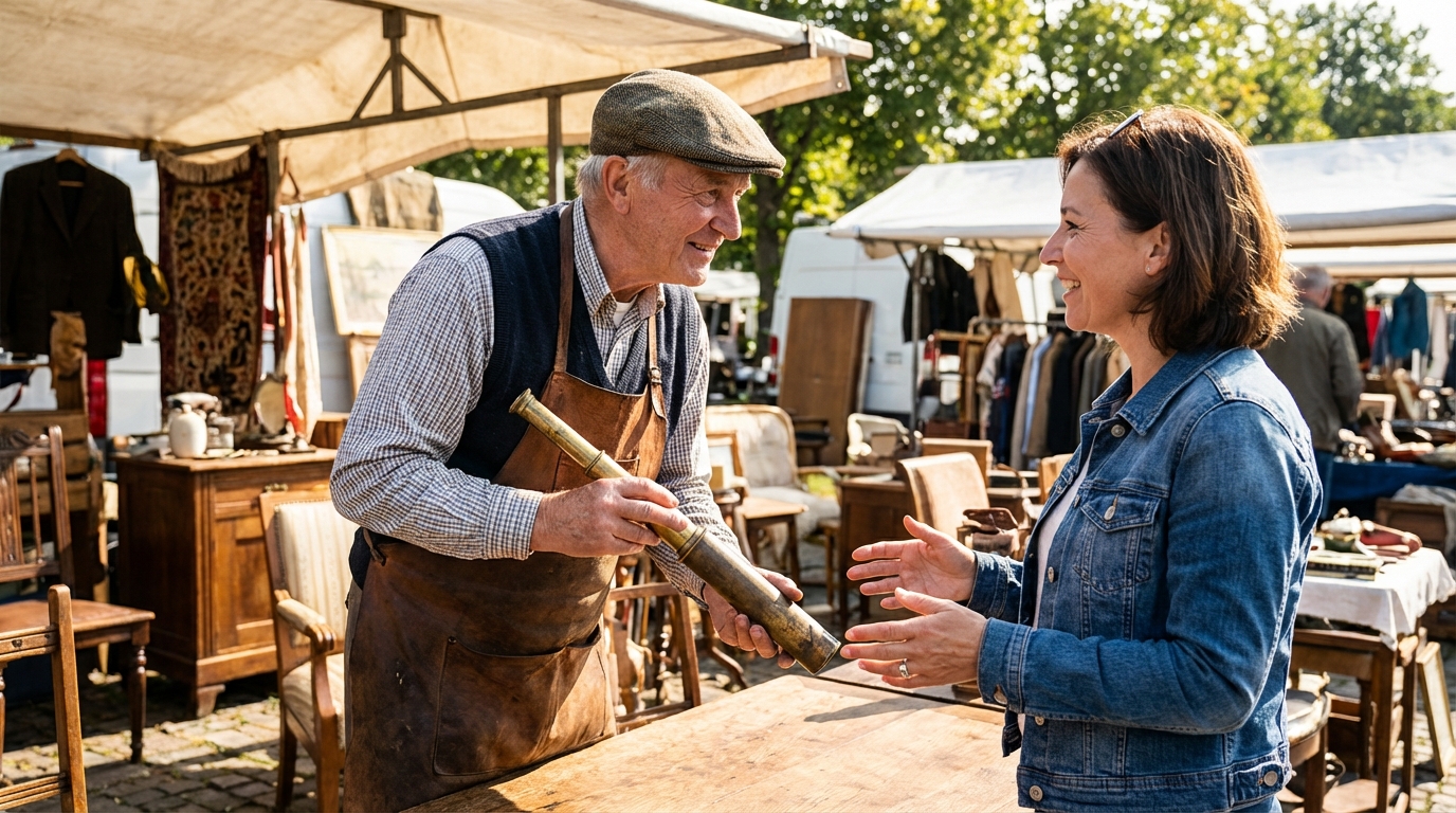 découvrez comment une question étonnante peut transformer votre expérience de marchander en brocante et faire baisser les prix avec le sourire du vendeur.