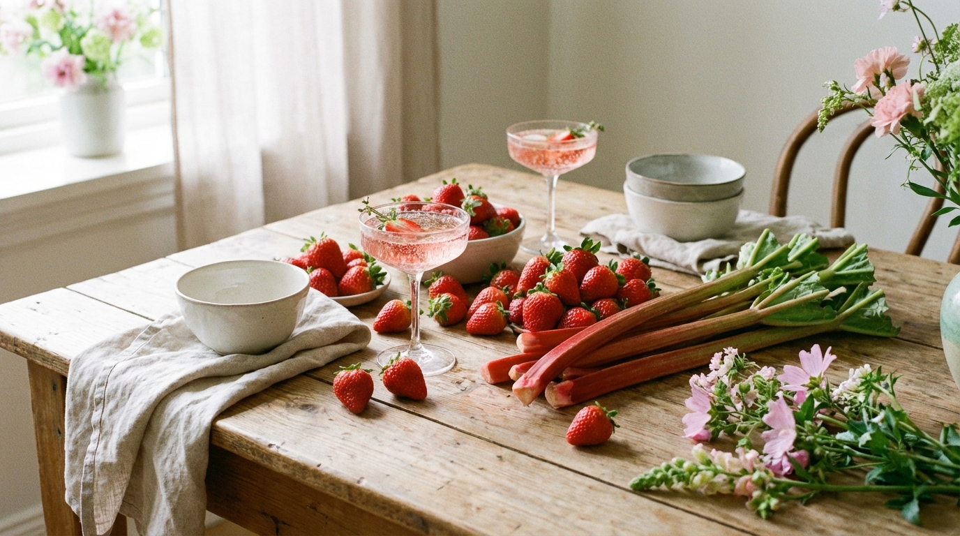 découvrez une recette pétillante associant fraises fraîches et rhubarbe, parfaite pour un apéro de mars rafraîchissant et plein de saveurs printanières.