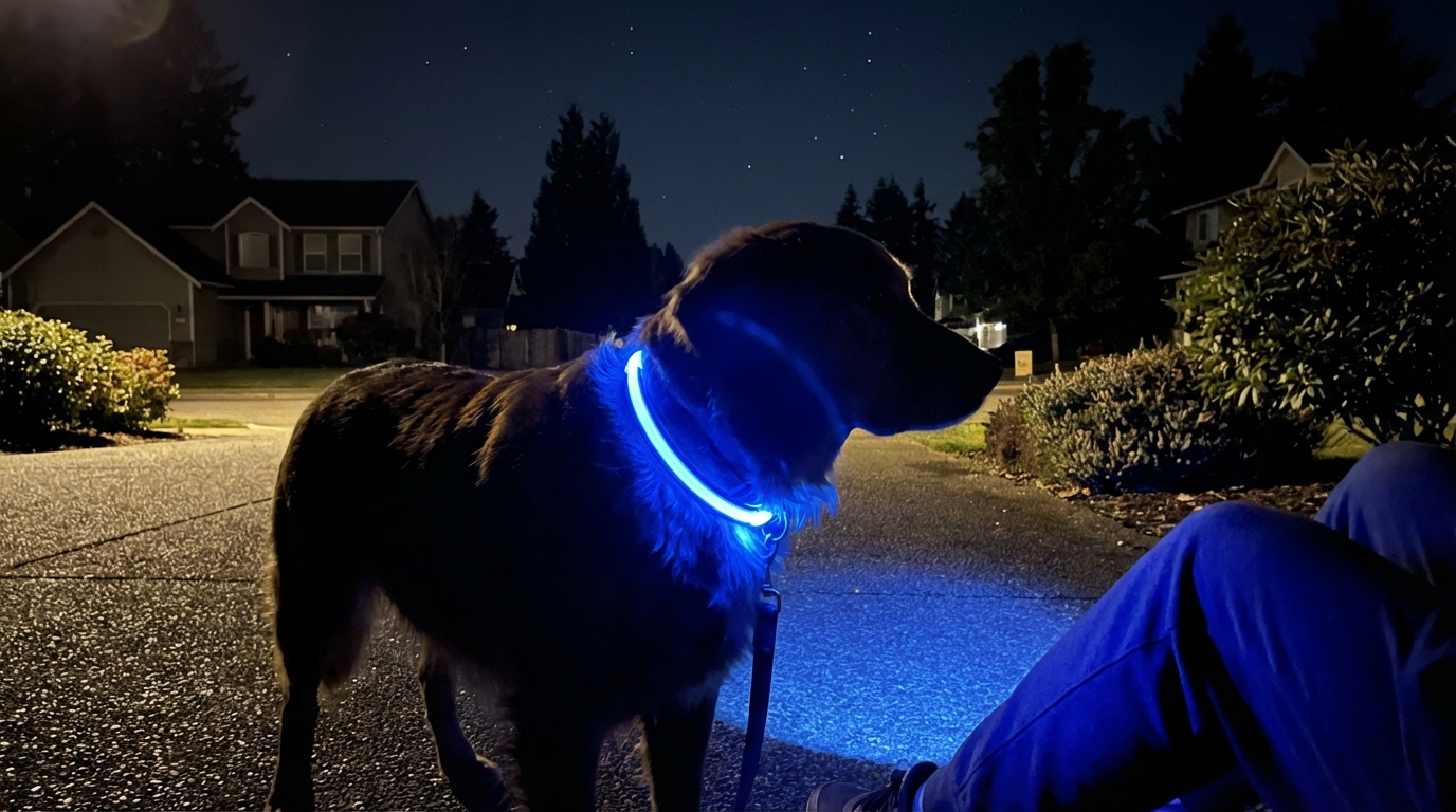découvrez cet accessoire lumineux pour chien à seulement 2,99 € chez action, garantissant une visibilité nocturne exceptionnelle de plus de 200 mètres pour la sécurité de votre compagnon.
