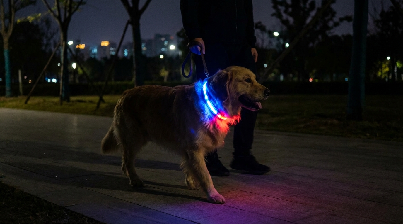 découvrez cet accessoire lumineux à seulement 2,99 € chez action, garantissant une visibilité nocturne de plus de 200 mètres pour la sécurité de votre chien.