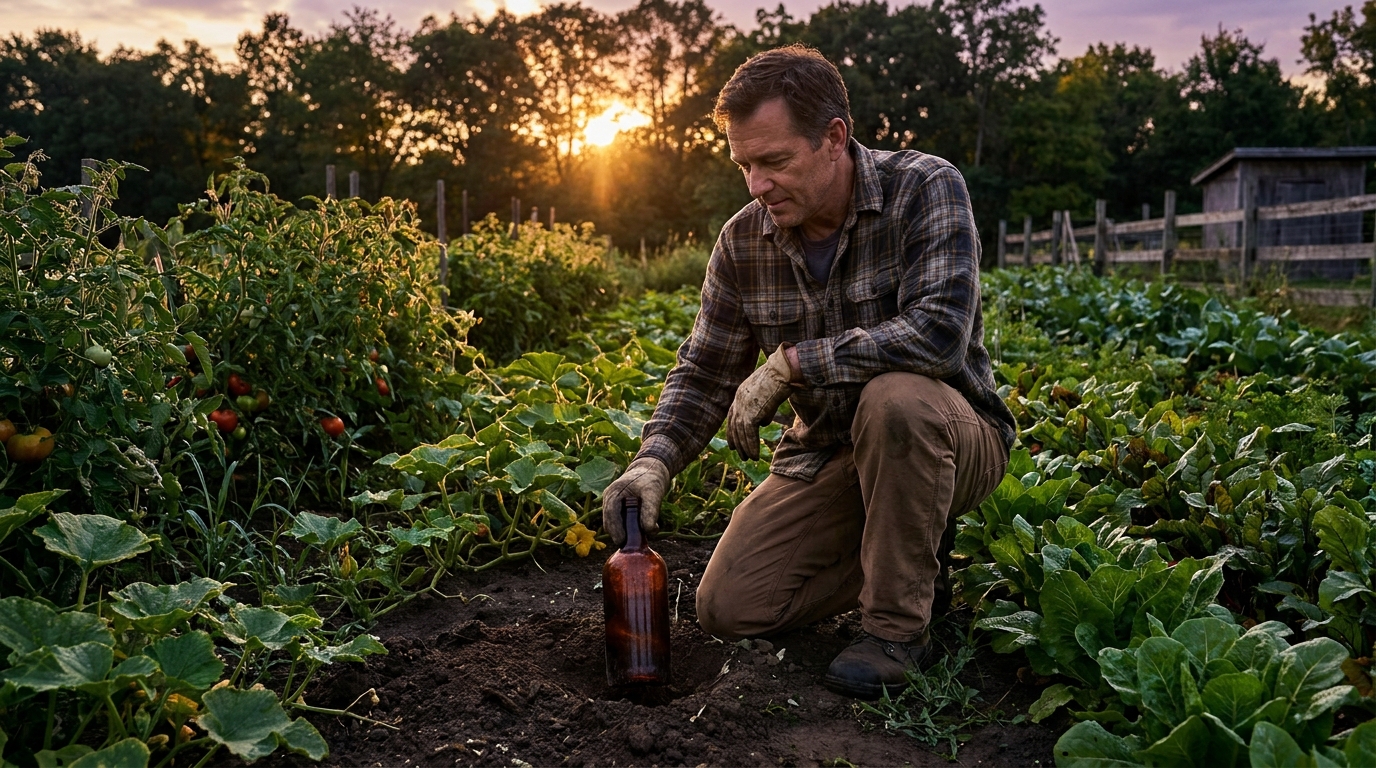 il enterre une vieille bouteille dans son potager chaque soir : découvrez comment cette astuce simple fait disparaître toutes les limaces au réveil, pour un jardin protégé naturellement.