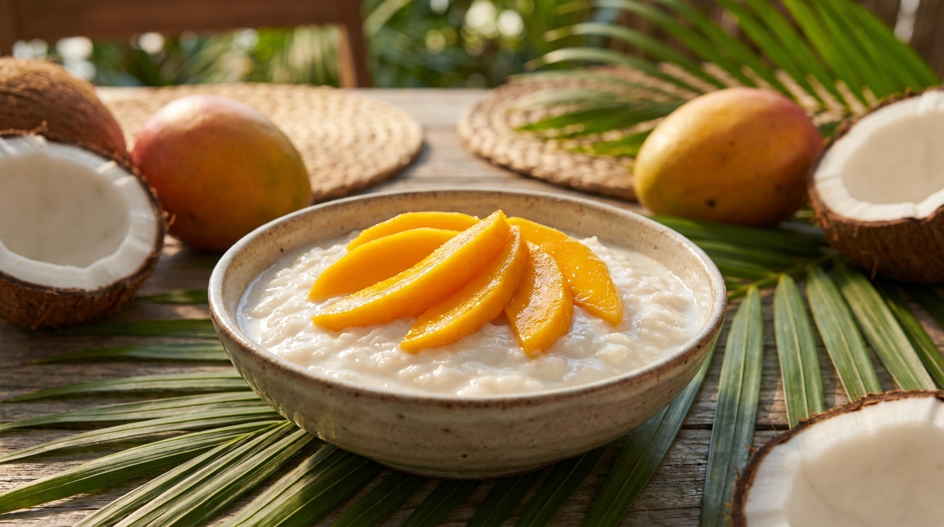 découvrez notre recette rapide de riz au lait de coco et mangue, un dessert exotique et gourmand prêt en seulement 10 minutes pour régaler vos papilles.