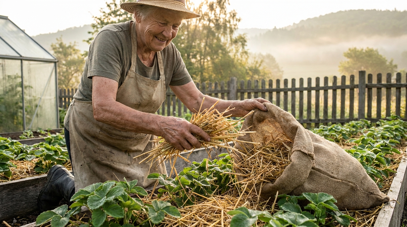 découvrez le secret de mon voisin expérimenté : recouvrir les fraisiers de paille avant que la terre ne chauffe pour obtenir des fraises deux fois plus grosses.
