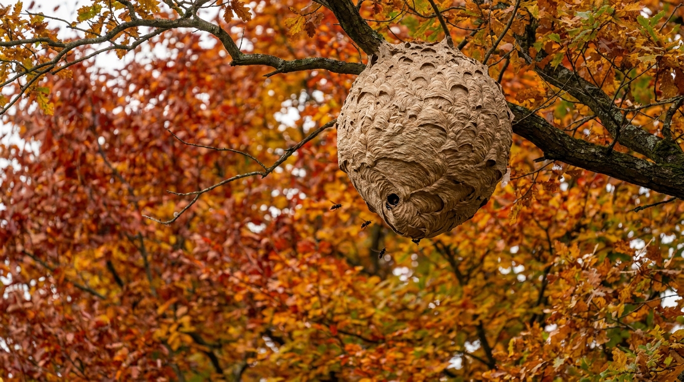 découvrez comment une reine de frelons méconnue en mai peut donner naissance à un nid géant de 2 000 frelons de 80 cm dans votre arbre en octobre, et apprenez à identifier et gérer cette menace.