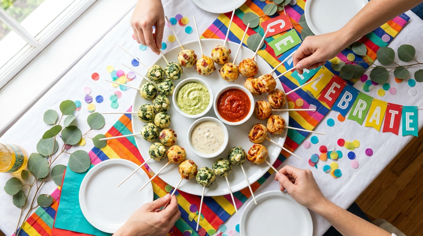 découvrez comment des bâtonnets de sucette insérés dans des boulettes jambon-fromage ont créé une surprise délicieuse et originale, captivant tous mes invités toute la soirée.