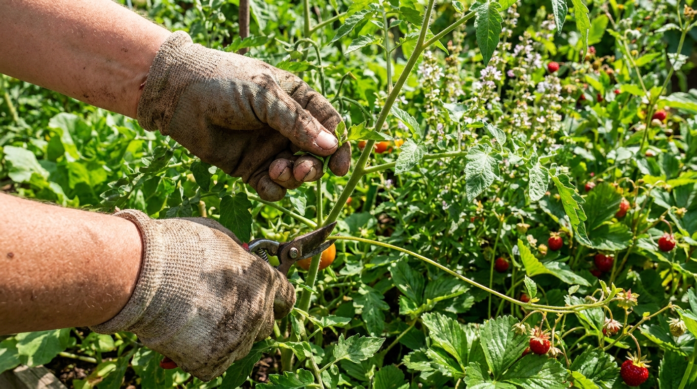 découvrez pourquoi couper les premières fleurs de vos fraisiers et tomates peut améliorer votre récolte, grâce aux conseils précieux d'un ancien du village, et comment cela a transformé mon jardin en août.
