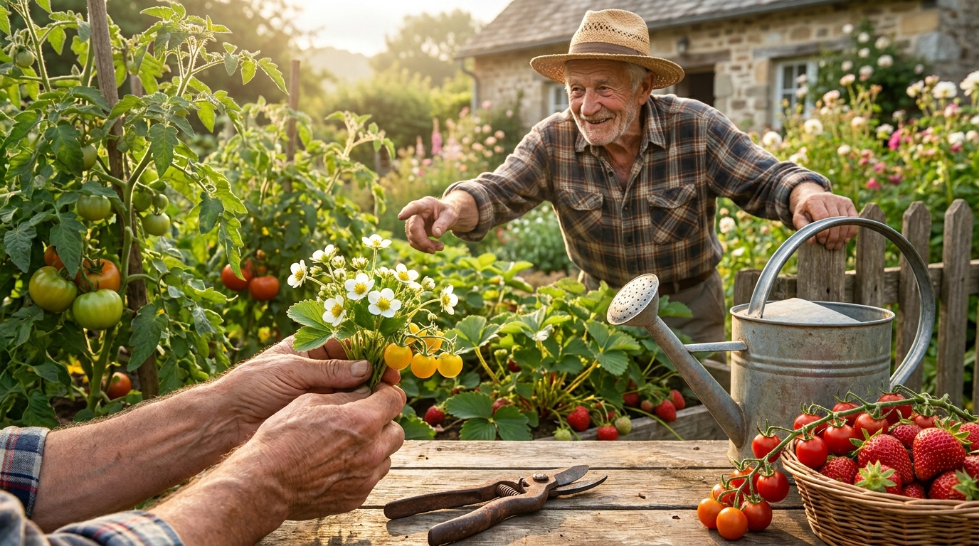 découvrez pourquoi couper les premières fleurs de fraisiers et tomates peut améliorer votre récolte, un conseil précieux d'un ancien du village révélé en août.