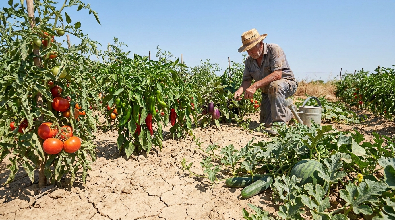 découvrez les astuces d'un ancien pour faire survivre votre potager tout l'été sans arroser, avec des légumes et fruits résistants à la canicule.