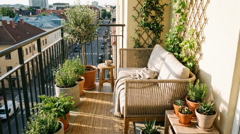 découvrez une astuce à seulement 30 € chez action pour aménager votre petit balcon et profiter pleinement du soleil confortablement.