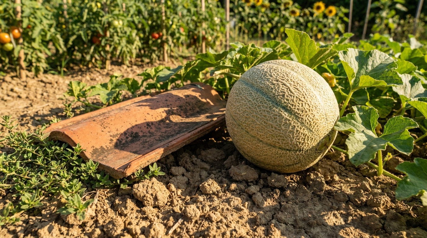 découvrez l'astuce familiale simple et efficace : poser une tuile à côté de votre melon pour protéger vos fruits de la sécheresse estivale et garantir une récolte savoureuse.