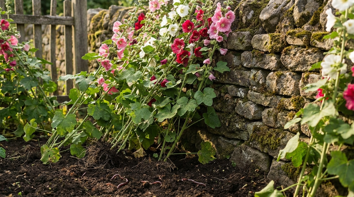découvrez pourquoi les roses trémières étaient traditionnellement plantées contre les murs et leur secret bénéfique pour enrichir et protéger le sol de votre jardin.