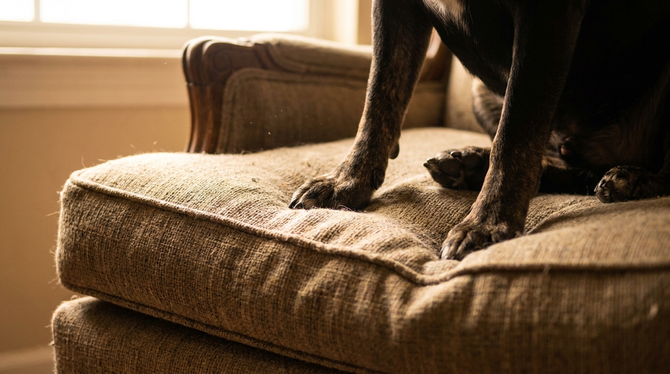 découvrez pourquoi votre chien tourne en rond sur le canapé avant de se coucher, un comportement instinctif hérité de ses ancêtres il y a 15 000 ans.