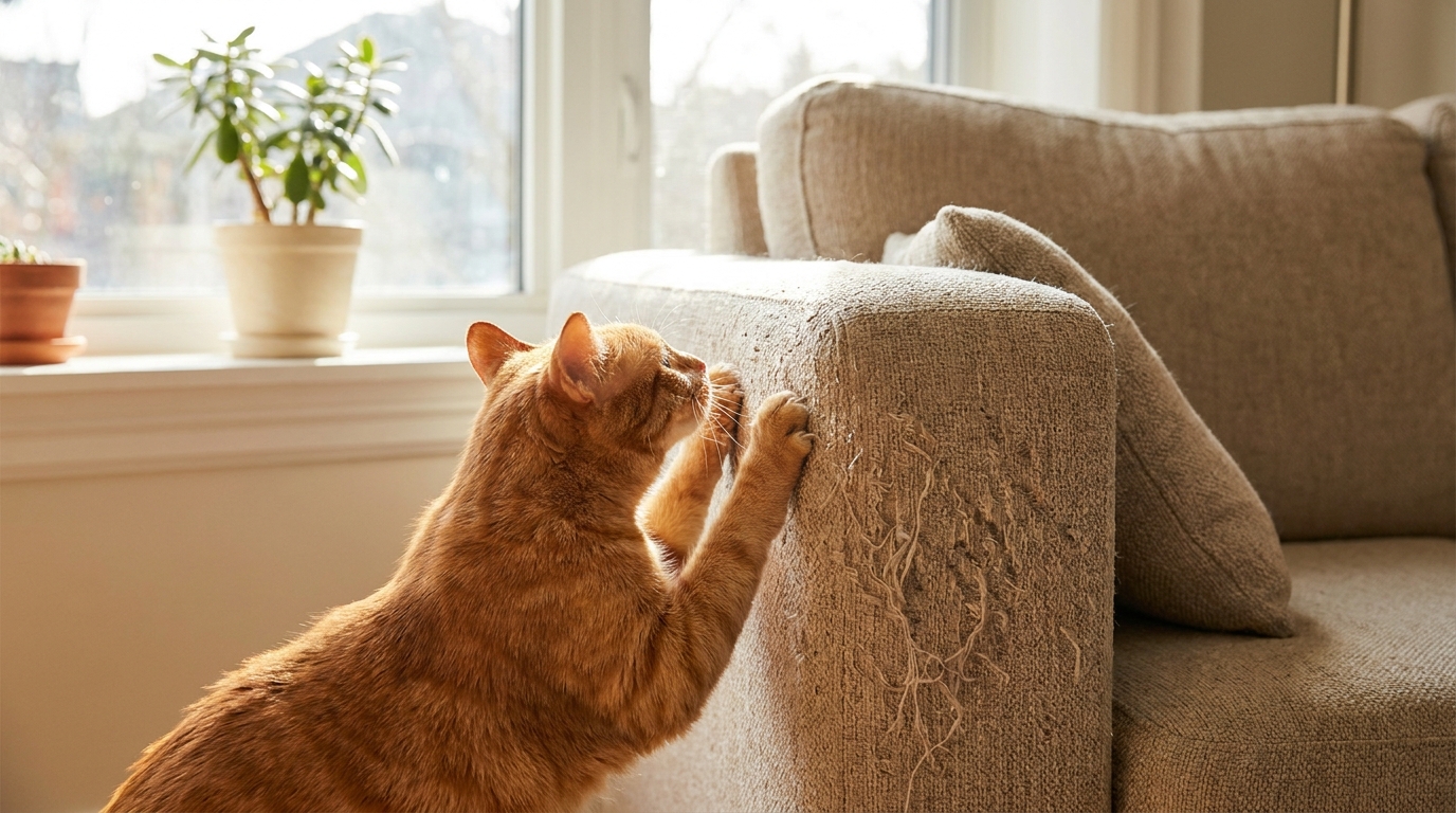 découvrez comment un simple changement de place du griffoir a radicalement modifié le comportement de mon chat, en le poussant contre le canapé et en améliorant son bien-être.