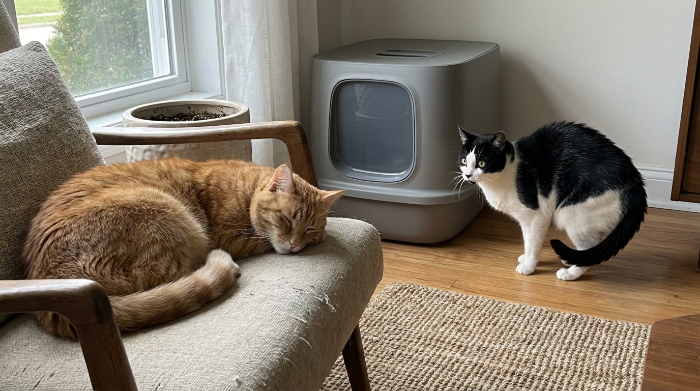 découvrez les raisons inattendues derrière le changement de comportement de votre chat malgré une litière partagée, et comment y remédier efficacement.