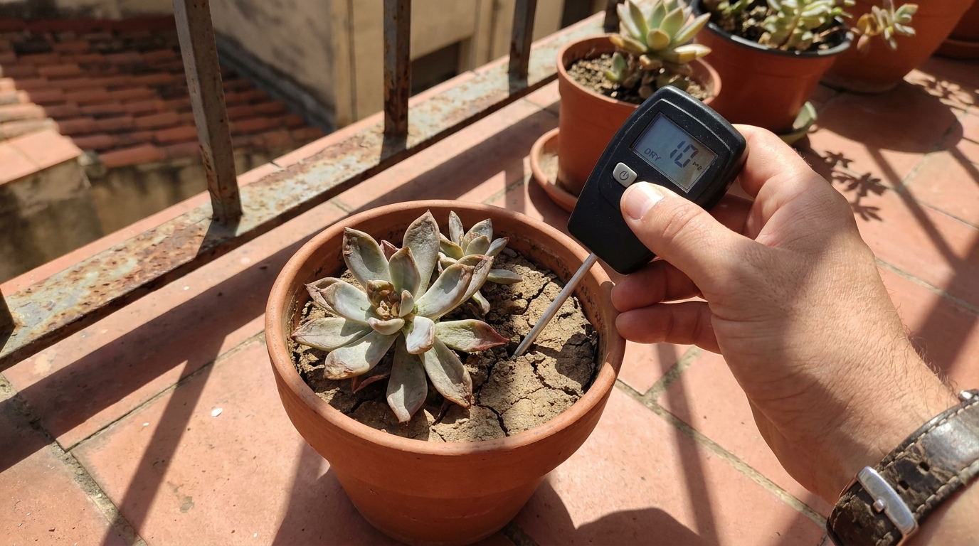 découvrez comment une plante grasse apparemment résistante à la canicule a souffert à cause d'un mauvais taux d'humidité du sol, et apprenez à mieux prendre soin de vos plantes sur le balcon en été.