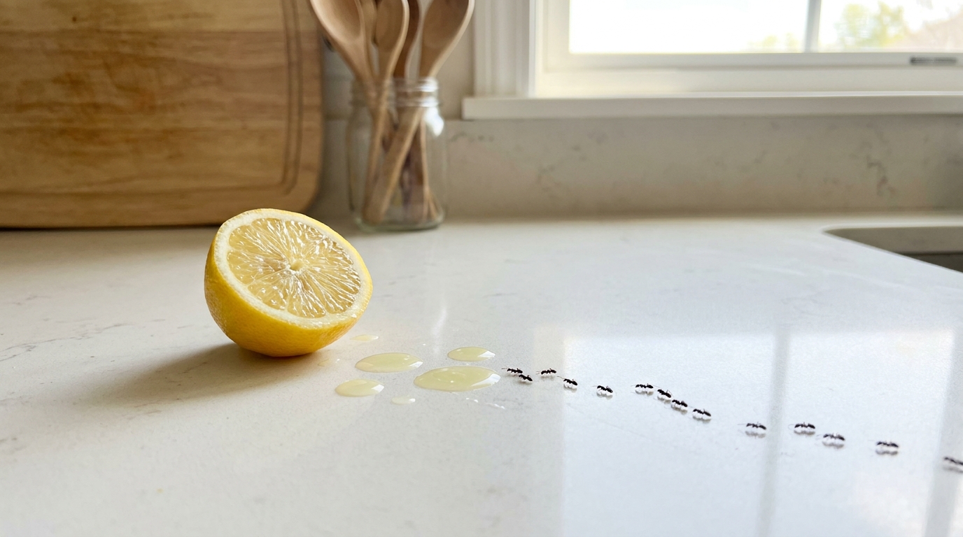 découvrez une astuce naturelle au citron pour dire adieu aux fourmis sur votre plan de travail et les éloigner définitivement sans produits chimiques.
