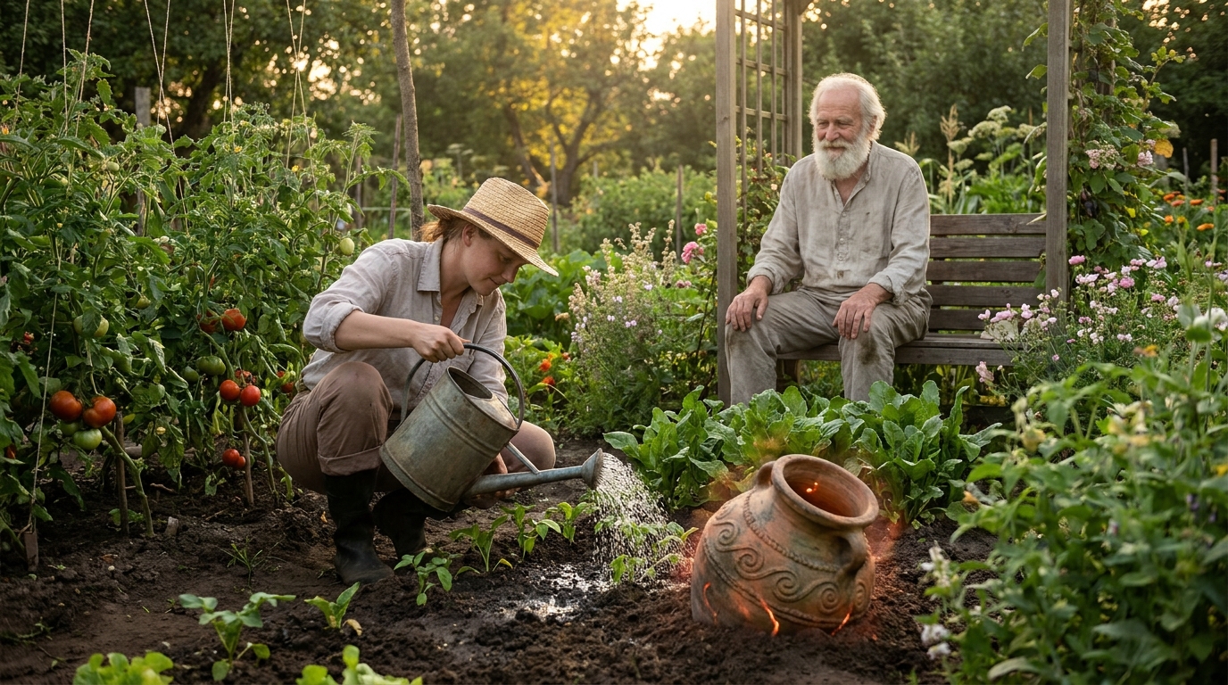 découvrez le secret ancien d'une jarre enterrée qui protège votre potager toute la semaine, en arrêtant l'arrosage excessif chaque soir. une méthode révélée par un vieux sage pour un jardin en pleine santé cet été.