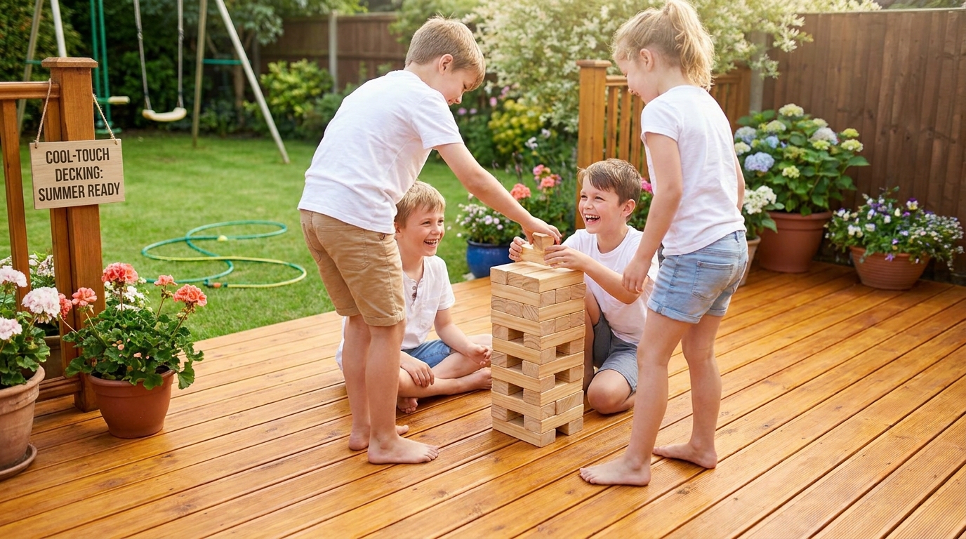 découvrez comment le changement de teinte des lames de terrasse a amélioré les étés de mes voisins, permettant aux enfants de jouer pieds nus sans ressentir de douleur.