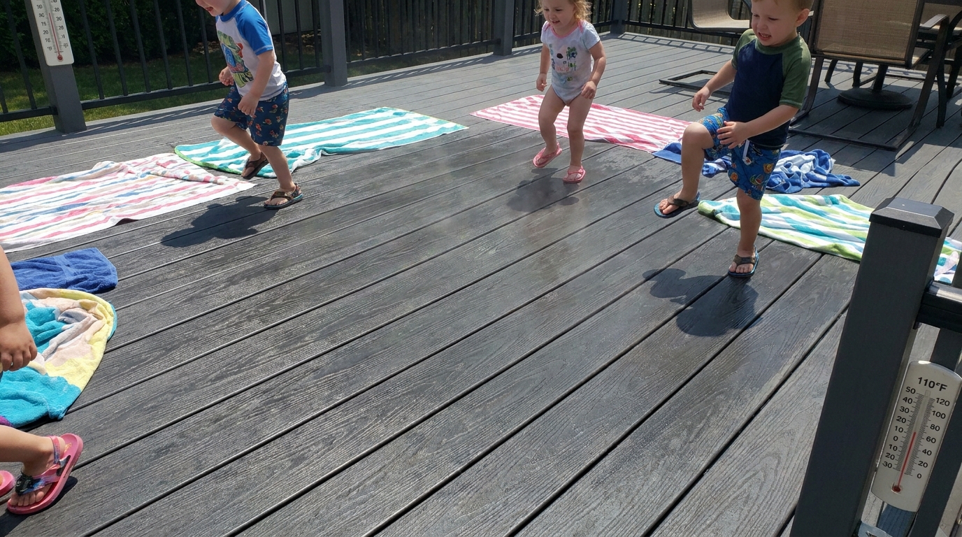 découvrez comment le changement de teinte des lames de terrasse a amélioré les étés de mes voisins, permettant aux enfants de jouer pieds nus en toute sécurité et sans douleur.