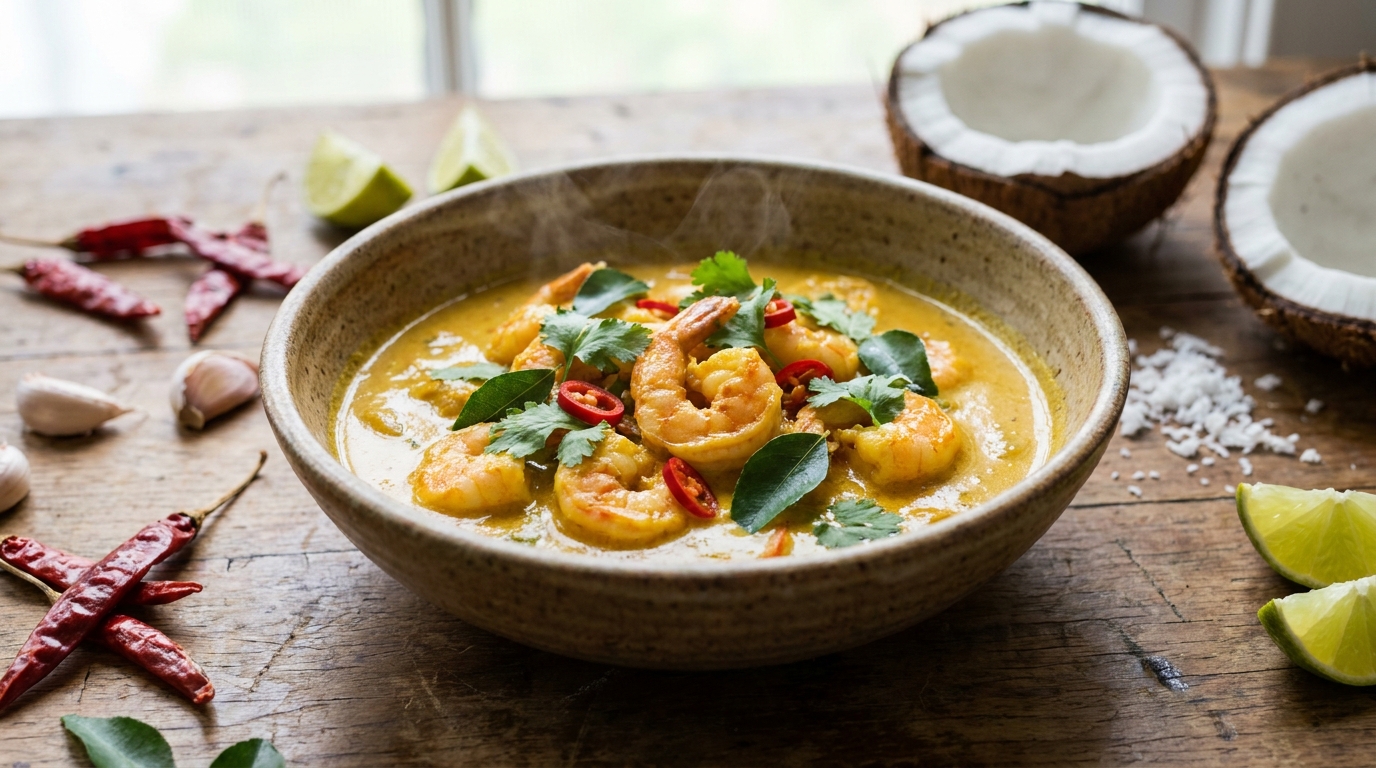 découvrez notre recette rapide et économique de curry de crevettes au lait de coco, un plat exotique savoureux prêt en seulement 12 minutes, plus rapide et plus abordable qu’un kebab.