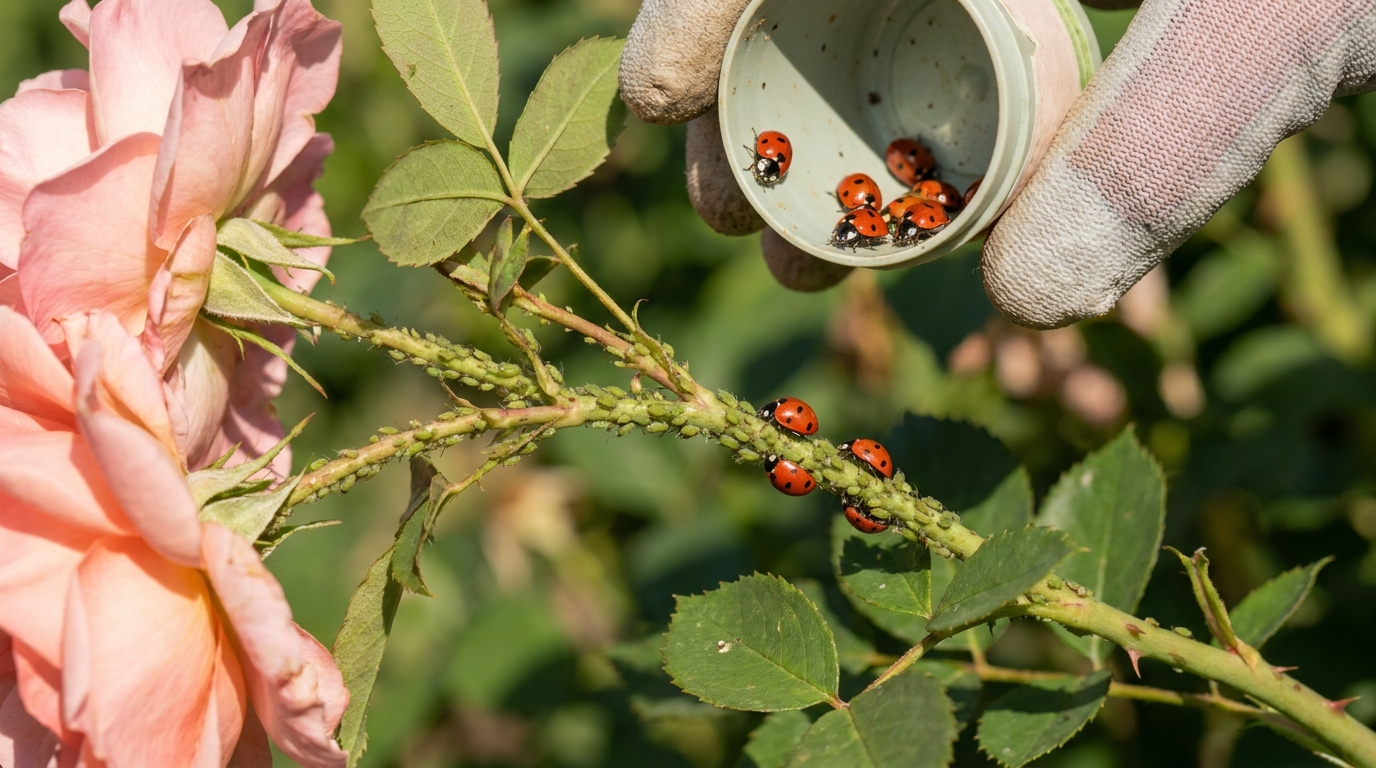 découvrez comment j'ai utilisé des coccinelles pour éliminer efficacement les pucerons sur mon rosier en une journée seulement.