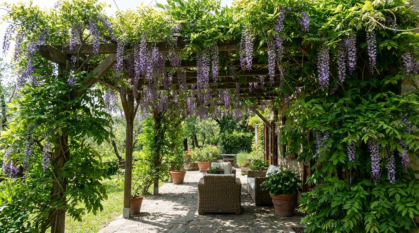 découvrez la glycine à 24,50 € chez jardiland et transformez votre terrasse en une oasis de fraîcheur grâce à cet aménagement incontournable, alliant beauté et convivialité.