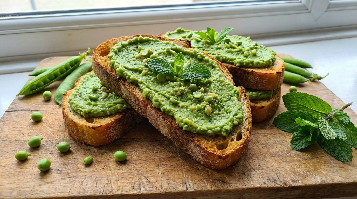 découvrez ma recette rapide et délicieuse de tartinade de petits pois à la menthe, qui a séduit tous vos invités en seulement 10 minutes sur les toasts. un succès garanti pour vos apéritifs !