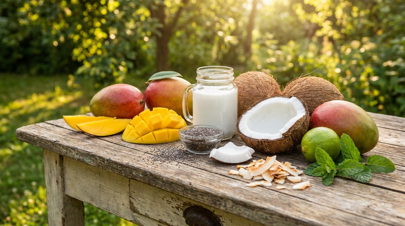 savourez un dessert frais coco-mangue, sans cuisson ni sucre ajouté, prêt en 5 minutes. parfait pour un été léger, rafraîchissant et irrésistible.