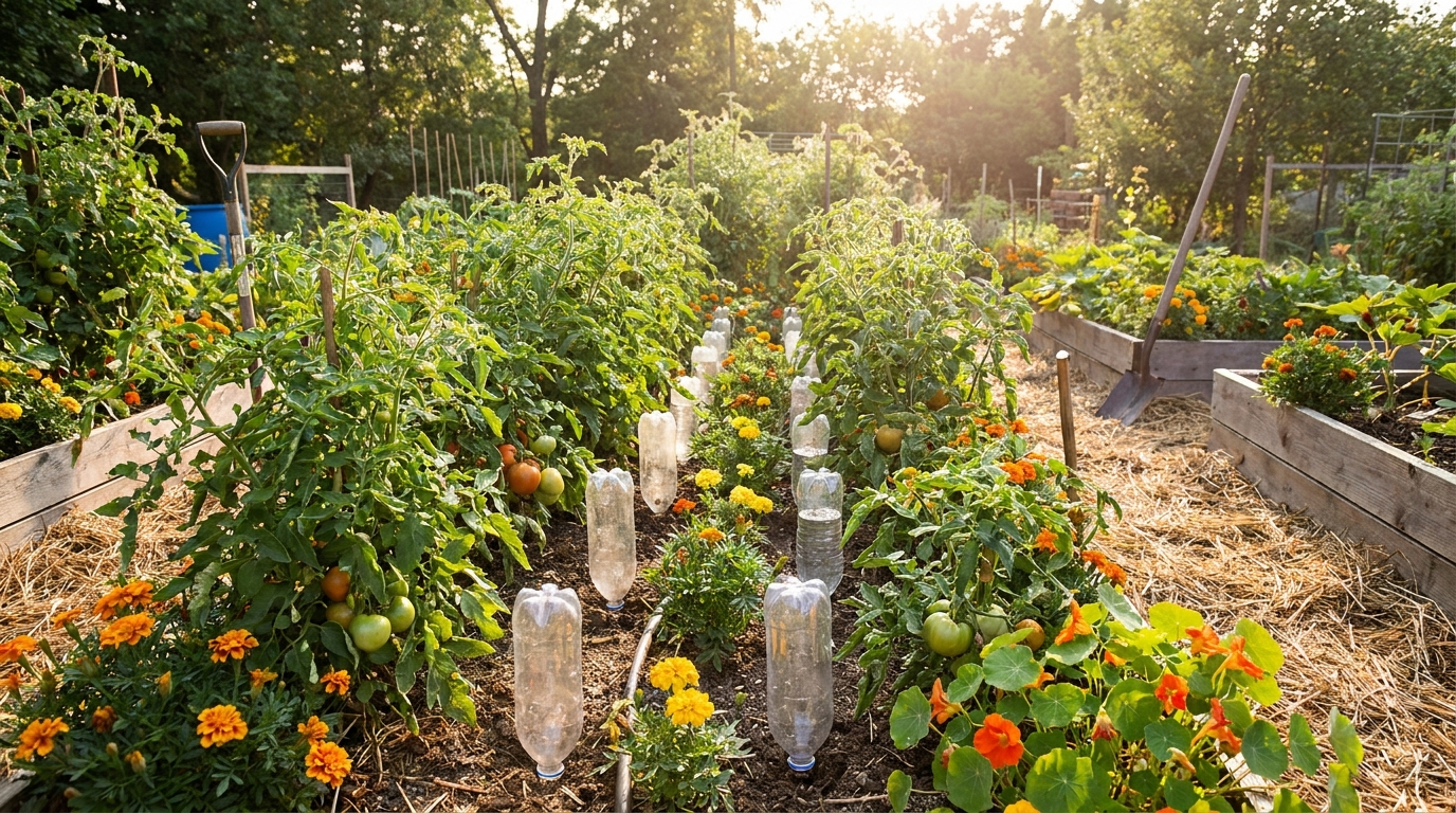 découvrez comment, après trois semaines d'absence, j'ai sauvé mes plantes grâce à une astuce ingénieuse partagée par mon voisin : les bouteilles enterrées pour un arrosage efficace et économique.