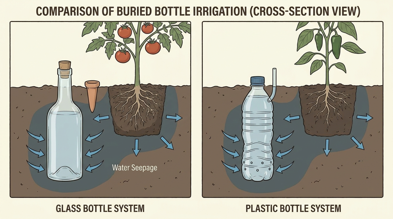 découvrez comment, après trois semaines d'absence, j'ai sauvé mes plantes grâce à une astuce ingénieuse partagée par mon voisin : les bouteilles enterrées pour un arrosage automatique efficace.