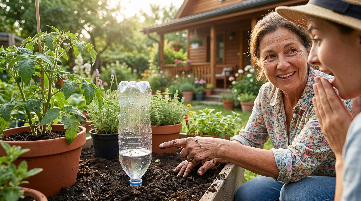 découvrez comment, après trois semaines d'absence, j'ai sauvé mes plantes grâce à l'astuce ingénieuse des bouteilles enterrées que m'a révélée mon voisin.