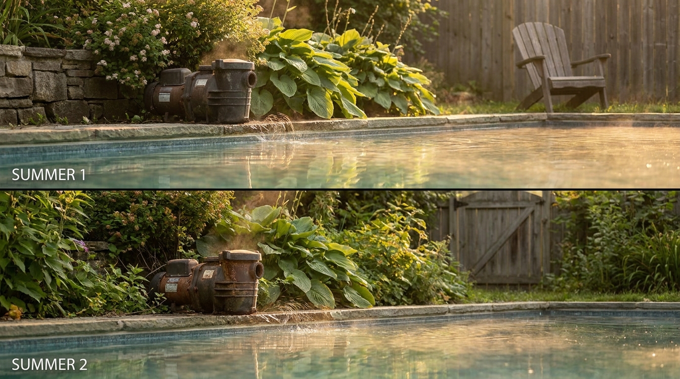 découvrez comment un son furtif provenant de la pompe de piscine a perturbé deux étés de tranquillité et m'a poussé à quitter mon jardin.
