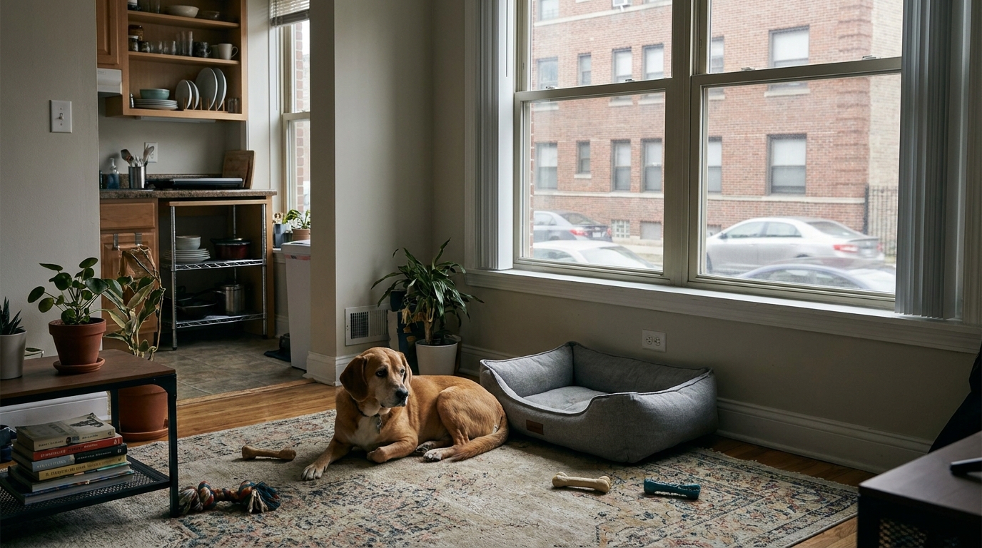 découvrez les défis et solutions pour laisser votre chien seul toute la journée dans un appartement de 40 m² en ville, un dilemme courant pour les citadins propriétaires.