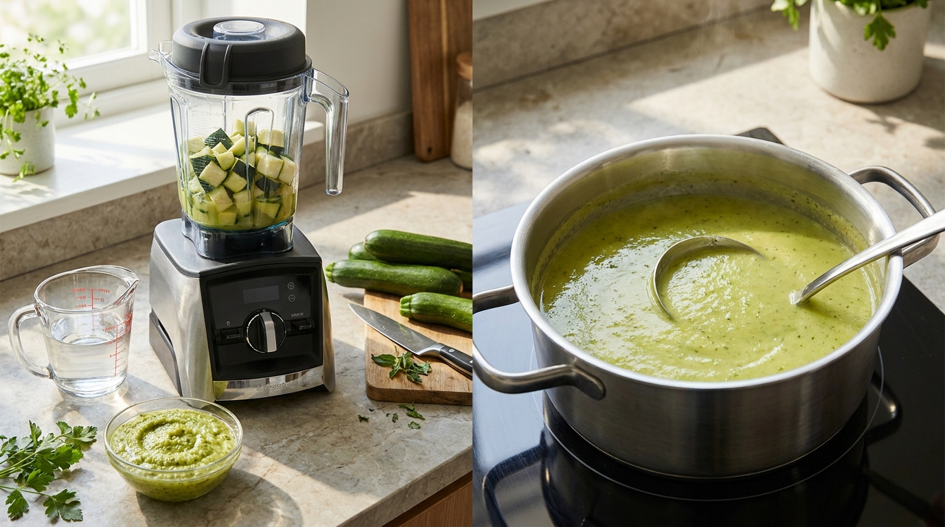 découvrez comment ajouter de l'eau avant de mixer vos courgettes peut changer la texture de votre potage, rendant votre soupe plus liquide et savoureuse.