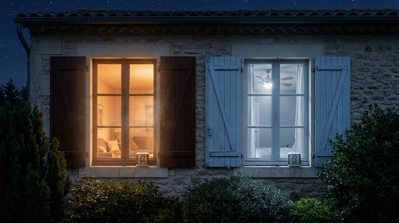 découvrez comment la couleur de vos volets influence la température de votre chambre pendant les nuits d'été et apprenez à choisir la teinte idéale pour rester au frais.