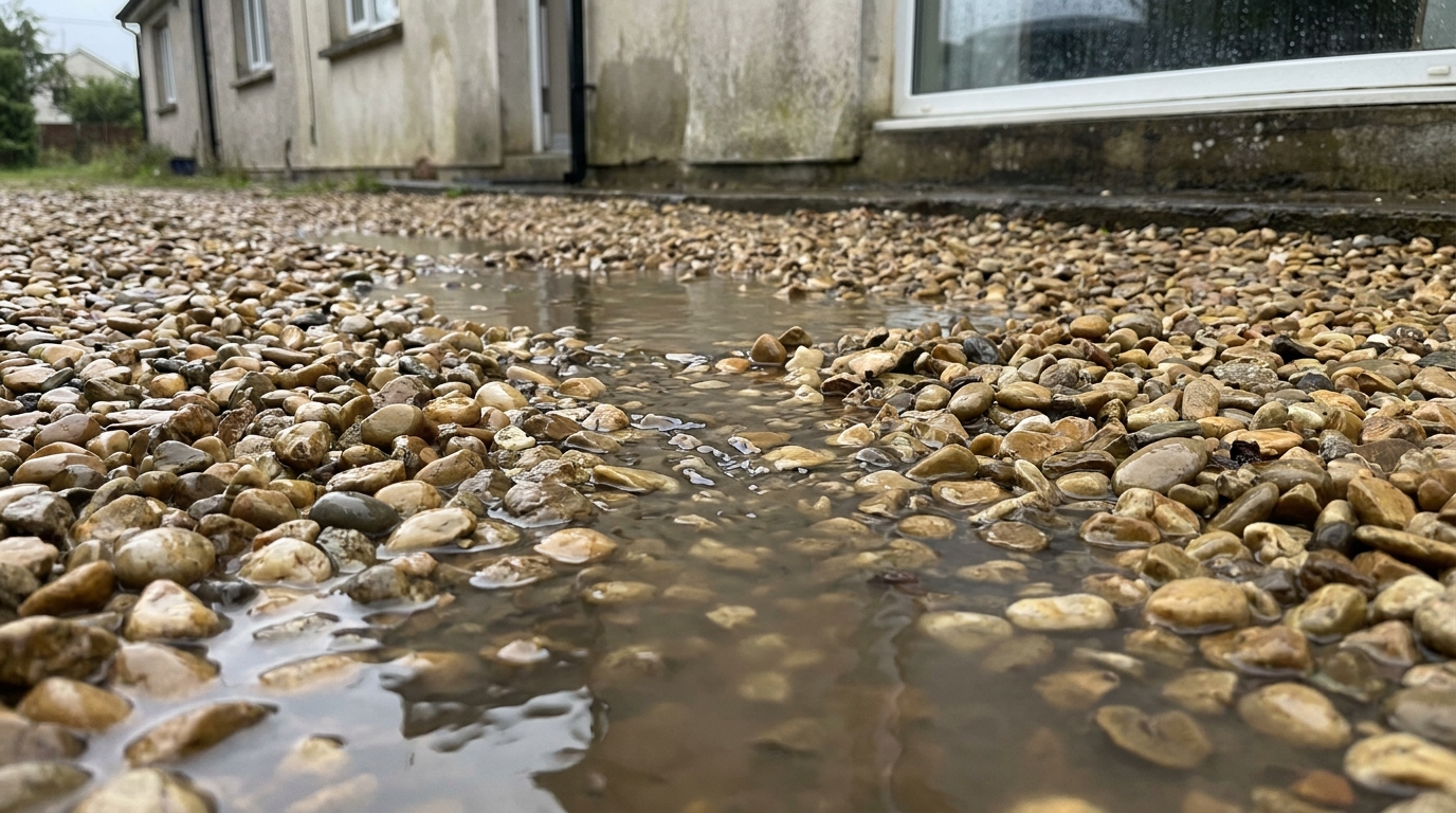 découvrez comment les graviers clairs de votre façade peuvent devenir un véritable piège dès la première grosse averse et apprenez à protéger votre maison efficacement.